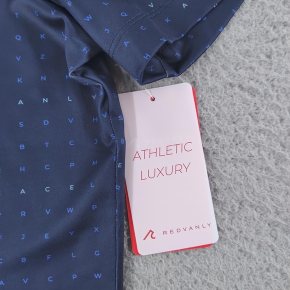 Redvanly PUREpoly Times Polo Shirt Mens Small Navy Golf Word Search R2507 - Picture 10 of 16